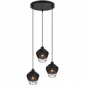 LED Hanglamp - Hangverlichting - Trion Bera - E27 Fitting - 3-lichts - Rond - Zwart - Aluminium