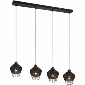 LED Hanglamp - Hangverlichting - Trion Bera - E27 Fitting - 4-lichts - Rechthoek - Zwart - Aluminium