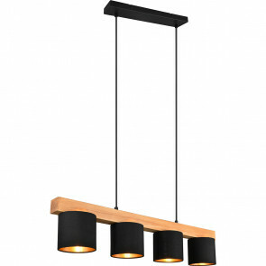 LED Hanglamp - Hangverlichting - Trion Camo - E14 Fitting - 4-lichts - Rechthoek - Mat Bruin - Hout