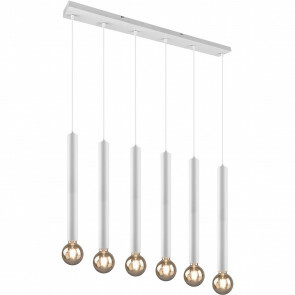 LED Hanglamp - Hangverlichting - Trion Claro - E27 Fitting - 6-lichts - Rond - Mat Wit - Aluminium