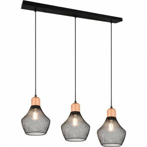 LED Hanglamp - Hangverlichting - Trion Jenna - E27 Fitting - 3-lichts - Rechthoek - Mat Zwart - Aluminium