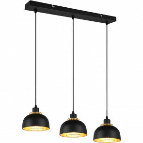 LED Hanglamp - Hangverlichting - Trion Palmo - E27 Fitting - 3-lichts - Rechthoek - Mat Zwart - Aluminium