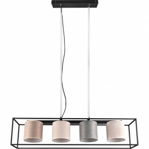 LED Hanglamp - Hangverlichting - Trion Bula - E27 Fitting - 4-lichts - Rechthoek - Mat Zwart - Aluminium