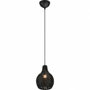 LED Hanglamp - Hangverlichting - Trion Sparko - E14 Fitting - 1-lichts - Rond - Zwart - Hout