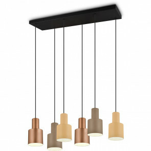 LED Hanglamp - Trion Ross - E27 Fitting - 7-lichts - Verstelbaar - Rechthoek - Mat Zwart Aluminium