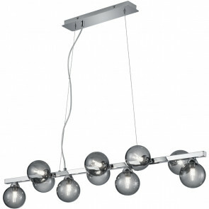 LED Hanglamp - Trion Alionisa - G9 Fitting - 10-lichts - Rechthoek - Glans Chroom Rookglas - Aluminium