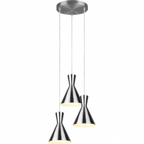 LED Hanglamp - Trion Ewomi - E27 Fitting - 3-lichts - Rond - Mat Nikkel - Aluminium