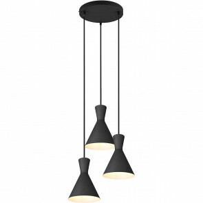 LED Hanglamp - Trion Ewomi - E27 Fitting - 3-lichts - Rond - Mat Zwart - Aluminium