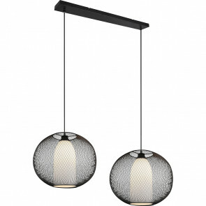 LED Hanglamp - Trion Filtran - E27 Fitting - 2-lichts - Rond - Mat Zwart - Aluminium