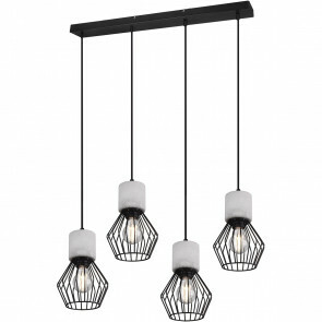 LED Hanglamp - Trion Jamo - E27 Fitting - 4-lichts - Rond - Mat Zwart - Aluminium