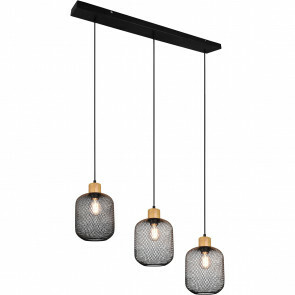 LED Hanglamp - Trion Kalim - E27 Fitting - 3-lichts - Rechthoek - Mat Zwart - Aluminium