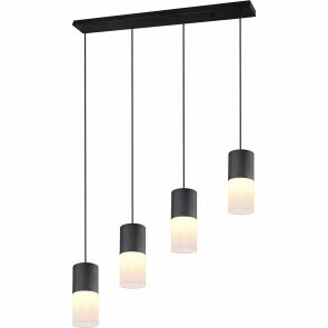 LED Hanglamp - Trion Roba - E27 Fitting - 4-lichts - Rechthoek - Mat Zwart - Aluminium