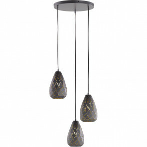LED Hanglamp - Trion Uno - E27 Fitting - 3-lichts - Rond - Mat Zwart - Aluminium