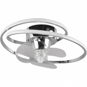 LED Plafondlamp met Ventilator - Plafondventilator - Trion Haron - 40W - Rond - Mat Chroom - Kunststof 