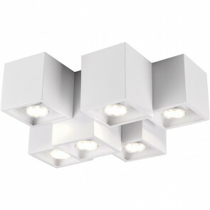 LED Plafondlamp - Plafondverlichting - Trion Ferry - GU10 Fitting - 6-lichts - Rechthoek - Mat Wit - Aluminium