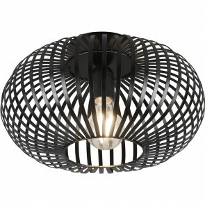 LED Plafondlamp - Plafondverlichting - Trion Johy - E27 Fitting - Rond - Industrieel - Mat Zwart - Aluminium - 30cm