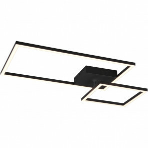 LED Plafondlamp - Plafondverlichting - Trion Paderno - 25W - Natuurlijk Wit 4000K - Dimbaar - Rechthoek - Mat Zwart - Aluminium