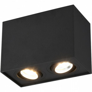 LED Plafondspot - Trion Bisqy - GU10 Fitting - 2-lichts - Rechthoek - Mat Zwart - Aluminium