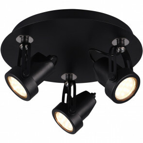LED Plafondspot - Trion Guno - GU10 Fitting - 3-lichts - Rond - Mat Zwart - Aluminium
