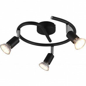 LED Plafondspot - Trion Pamo - GU10 Fitting - 3-lichts - Rond - Mat Zwart - Aluminium
