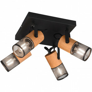 LED Plafondspot - Trion Yosh - E14 Fitting - 4-lichts - Vierkant - Mat Zwart - Aluminium