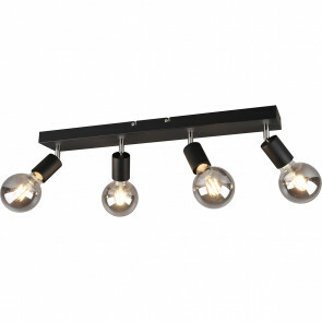 LED Plafondspot - Trion Zuncka - E27 Fitting - 4-lichts - Rechthoek - Mat Zwart - Aluminium