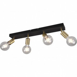 LED Plafondspot - Trion Zuncka - E27 Fitting - 4-lichts - Rechthoek - Mat Zwart/Goud - Aluminium