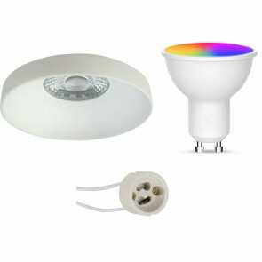 LED Spot Set GU10 - Facto - Smart LED - Wifi LED - Slimme LED - 5W - RGB+CCT - Aanpasbare Kleur - Dimbaar - Afstandsbediening - Pragmi Vrito Pro - Inbouw Rond - Mat Wit - Ø82mm