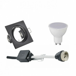 LED Spot Set - GU10 Fitting - Inbouw Vierkant - Mat Zwart - 4W - Natuurlijk Wit 4200K - Kantelbaar 80mm