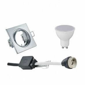 LED Spot Set - Trion - GU10 Fitting - Inbouw Vierkant - Glans Chroom - 6W - Warm Wit 3000K - Kantelbaar 80mm