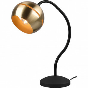LED Tafellamp - Trion Flatina - E14 Fitting - Dimbaar - Flexibele Arm - Rond - Mat Zwart/Goud - Aluminium