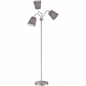LED Vloerlamp - Trion Winduani - E27 Fitting - 3-lichts - Rond - Mat Grijs - Aluminium