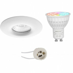 Mi-Light - LED Spot Set GU10 - Smart LED - Wifi LED - Slimme LED - 4W - RGB+CCT - Aanpasbare Kleur - Dimbaar - Pragmi Luno Pro - Waterdicht IP65 - Inbouw Rond - Mat Wit - Ø82mm