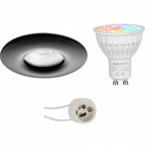 Mi-Light - LED Spot Set GU10 - Smart LED - Wifi LED - Slimme LED - 4W - RGB+CCT - Aanpasbare Kleur - Dimbaar - Pragmi Luno Pro - Waterdicht IP65 - Inbouw Rond - Mat Zwart - Ø82mm