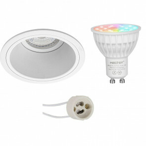 Mi-Light - LED Spot Set GU10 - Smart LED - Wifi LED - Slimme LED - 4W - RGB+CCT - Aanpasbare Kleur - Dimbaar - Pragmi Minko Pro - Inbouw Rond - Mat Wit - Verdiept - Ø90mm