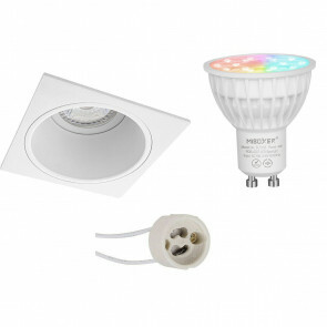 Mi-Light - LED Spot Set GU10 - Smart LED - Wifi LED - Slimme LED - 4W - RGB+CCT - Aanpasbare Kleur - Dimbaar - Pragmi Minko Pro - Inbouw Vierkant - Mat Wit - Verdiept - 90mm