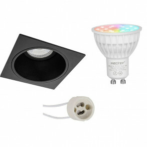Mi-Light - LED Spot Set GU10 - Smart LED - Wifi LED - Slimme LED - 4W - RGB+CCT - Aanpasbare Kleur - Dimbaar - Pragmi Minko Pro - Inbouw Vierkant - Mat Zwart - Verdiept - 90mm