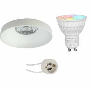 Mi-Light - LED Spot Set GU10 - Smart LED - Wifi LED - Slimme LED - 4W - RGB+CCT - Aanpasbare Kleur - Dimbaar - Pragmi Vrito Pro - Inbouw Rond - Mat Wit - Ø82mm