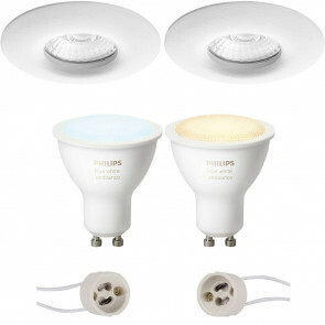 PHILIPS HUE - LED Spot Set GU10 - White Ambiance - Bluetooth - Pragmi Luno Pro - Waterdicht IP65 - Inbouw Rond - Mat Wit - Ø82mm