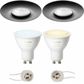 PHILIPS HUE - LED Spot Set GU10 - White Ambiance - Bluetooth - Pragmi Luno Pro - Waterdicht IP65 - Inbouw Rond - Mat Zwart - Ø82mm
