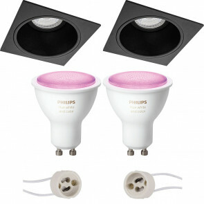 PHILIPS HUE - LED Spot Set GU10 - White and Color Ambiance - Bluetooth - Pragmi Minko Pro - Inbouw Vierkant - Mat Zwart - Verdiept - 90mm