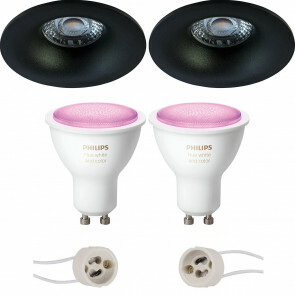 PHILIPS HUE - LED Spot Set GU10 - White and Color Ambiance - Bluetooth - Pragmi Nora Pro - Inbouw Rond - Mat Zwart - Ø82mm