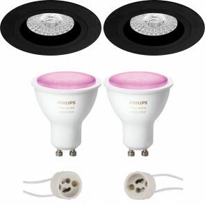 PHILIPS HUE - LED Spot Set GU10 - White and Color Ambiance - Bluetooth - Pragmi Rodos Pro - Inbouw Rond - Mat Zwart - Ø93mm