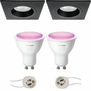 PHILIPS HUE - LED Spot Set GU10 - White and Color Ambiance - Bluetooth - Pragmi Rodos Pro - Inbouw Vierkant - Mat Zwart - 93mm