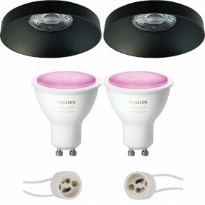 PHILIPS HUE - LED Spot Set GU10 - White and Color Ambiance - Bluetooth - Pragmi Vrito Pro - Inbouw Rond - Mat Zwart - Ø82mm