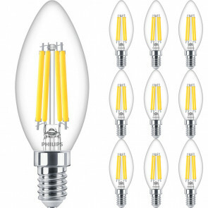 PHILIPS - LED Lamp E14 10 Pack - MASTER Value LEDcandle E14 Filament Helder 3.4W 470lm - 927 Zeer Warm Wit 2700K - Beste Kleurweergave - Dimbaar | Vervangt 40W