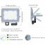 LED Bouwlamp met Sensor - Aigi Zuino - 30 Watt - Helder/Koud Wit 6500K - Waterdicht IP65 - Kantelbaar - Mat Grijs - Aluminium Lijntekening