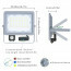 LED Bouwlamp met Sensor - Aigi Zuino - 50 Watt - Helder/Koud Wit 6500K - Waterdicht IP65 - Kantelbaar - Mat Grijs - Aluminium Lijntekening