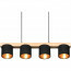 LED Hanglamp - Hangverlichting - Trion Camo - E14 Fitting - 4-lichts - Rechthoek - Mat Bruin - Hout 4
