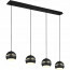 LED Hanglamp - Hangverlichting - Trion Flatina - E14 Fitting - 4-lichts - Rechthoek - Mat Zwart - Aluminium